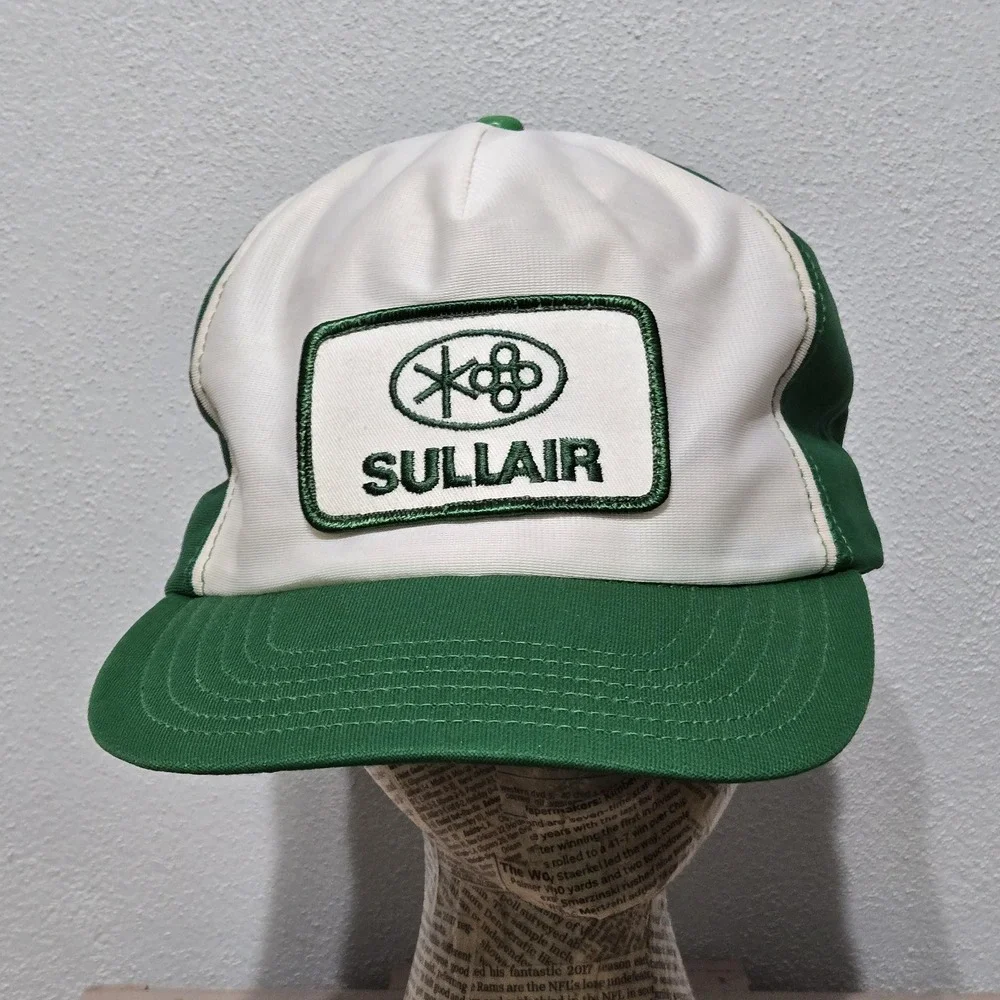 Vintage Sullair Air Compressor Hat Logo Foam Snap Back Trucker Baseball Farm Cap